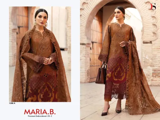 Deepsy Hit Design Of Maria B Premium Embroidered 25 2 D 1286 - Cotton Dupatta - Image 4