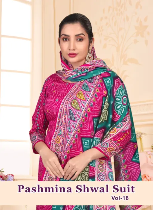 SAT Pashmina Shwal Suit Vol 18