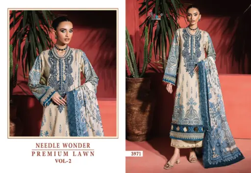 Shree Fabs Needle Wonder Premium Lawn Vol 2 - Cotton Dupatta - Image 2
