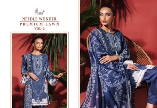 Shree Fabs Needle Wonder Premium Lawn Vol 2 - Cotton Dupatta - Image 3