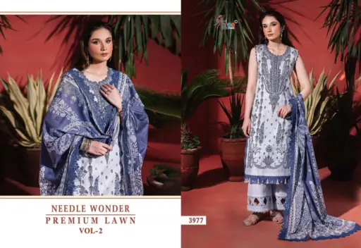 Shree Fabs Needle Wonder Premium Lawn Vol 2 - Cotton Dupatta - Image 7