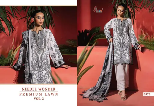 Shree Fabs Needle Wonder Premium Lawn Vol 2 - Cotton Dupatta - Image 8